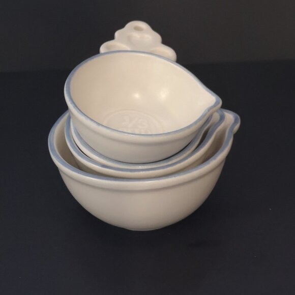 Vintage Pfaltzgraff Yorktowne Blue Set of 4 Stoneware Measuring Cups - Picture 2 of 7